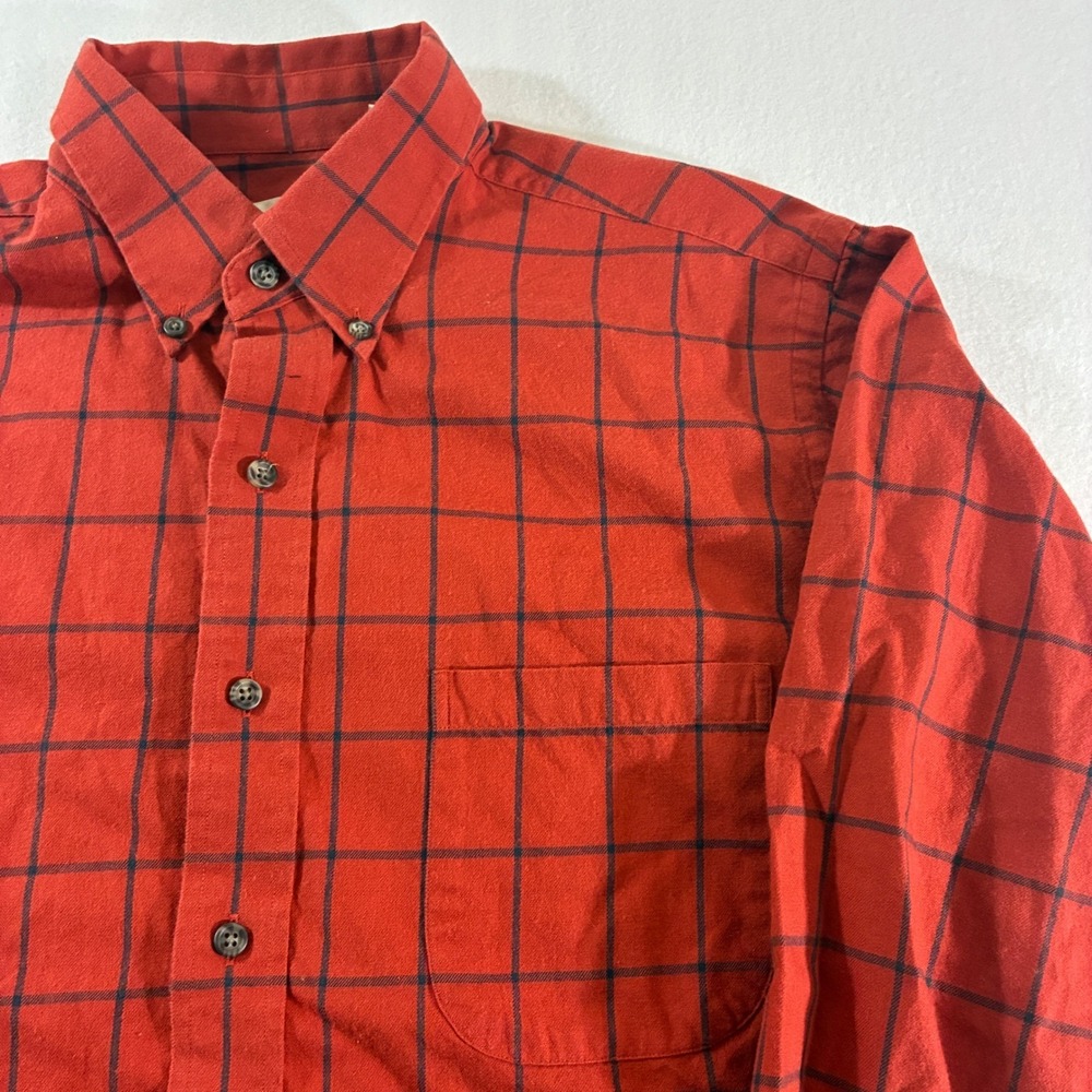 Viyella Button Down Mens L Red Windowpane 80/20 Wool Blend Classic Fit Pocket